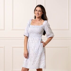 Hope & Henry Smocked floral dress short Sleeve Organic hill house cotton pockets